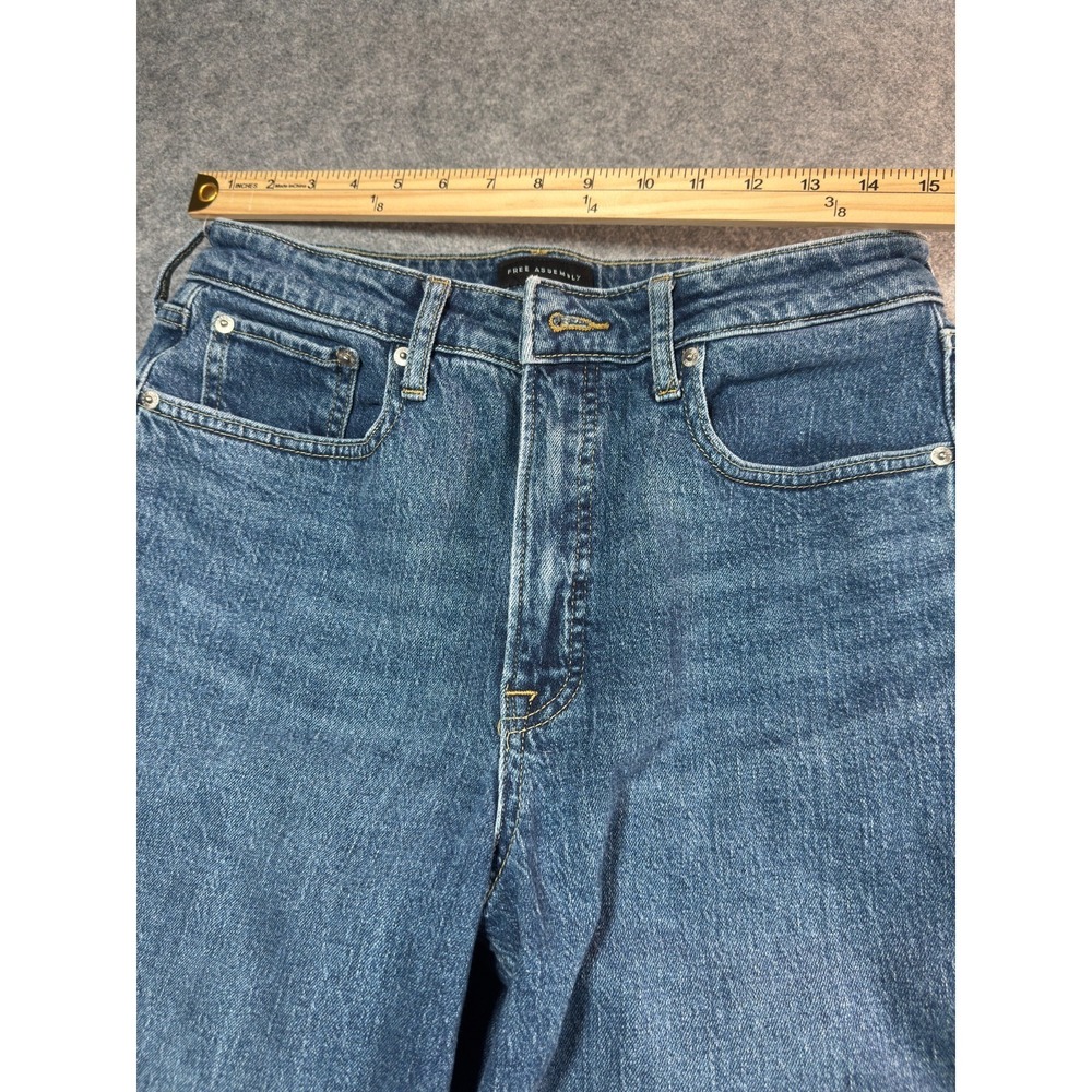 Lot Of 2 Free Assembly Jeans Womens 12 Blue Denim Preppy High Rise Straight Leg - Picture 3 of 8